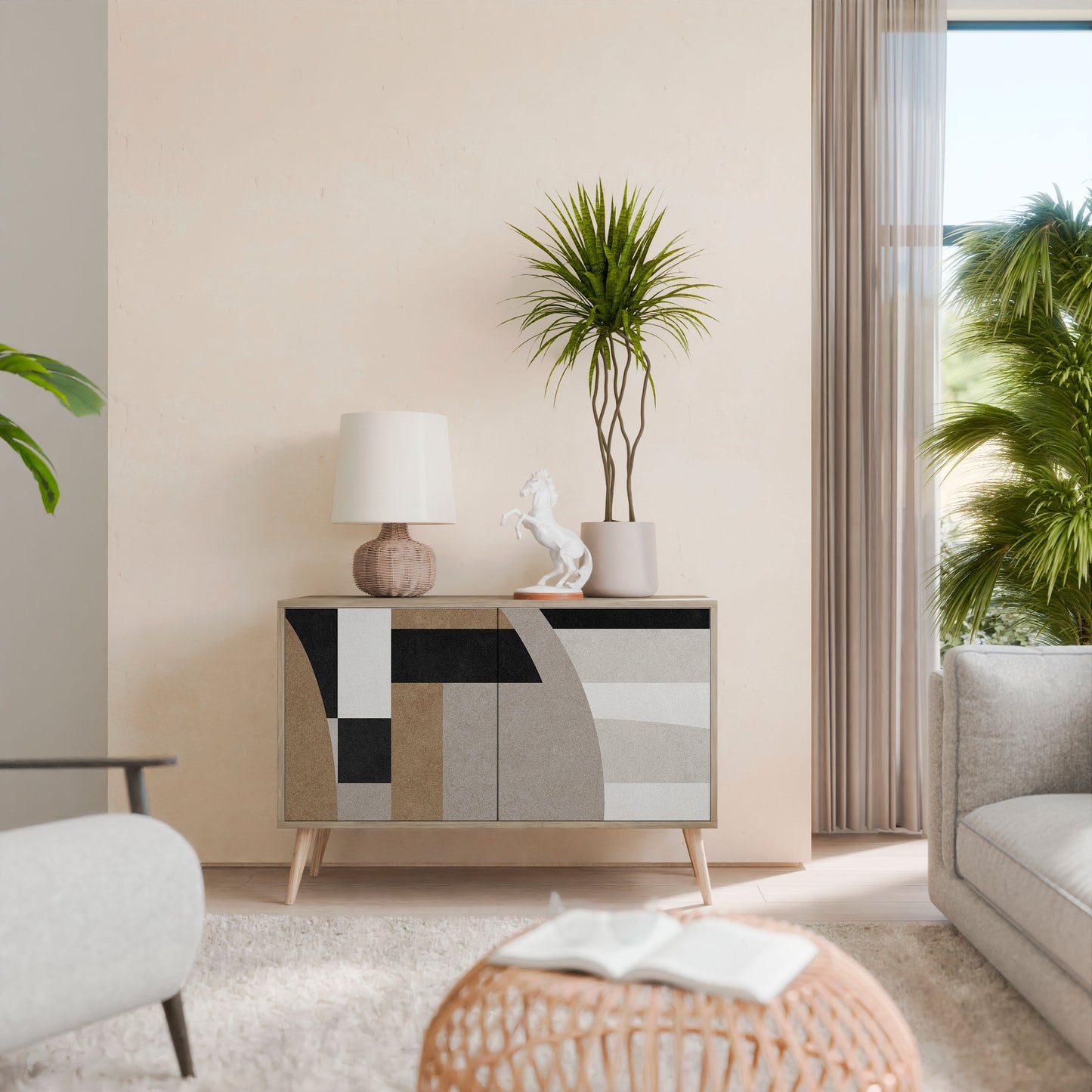 Credenza DELICATE MEMENTO a 2 ante in effetto rovere