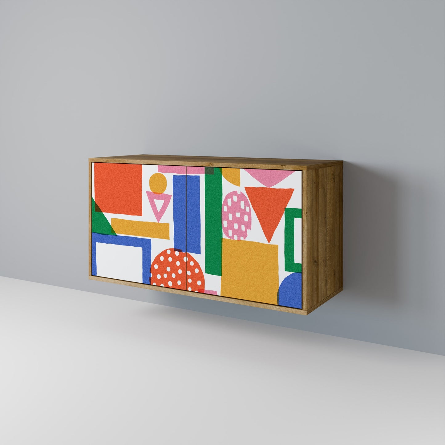 Credenza a 2 ante GEOMETRIC GLIMMER in effetto rovere
