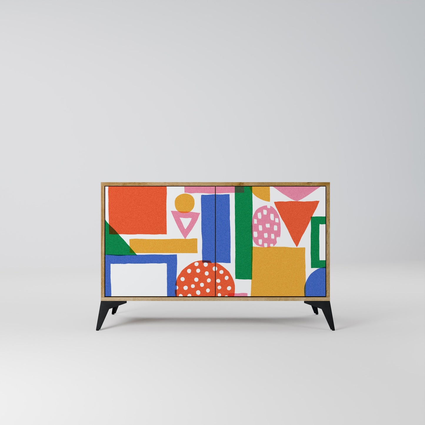 Credenza a 2 ante GEOMETRIC GLIMMER in effetto rovere