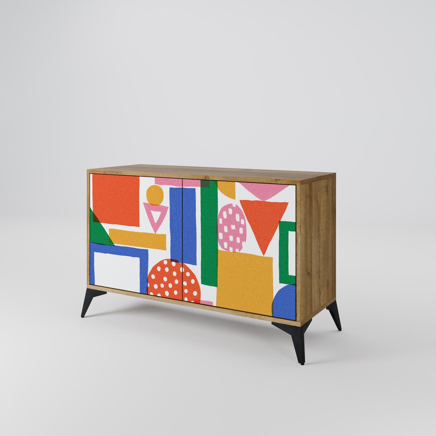 Credenza a 2 ante GEOMETRIC GLIMMER in effetto rovere