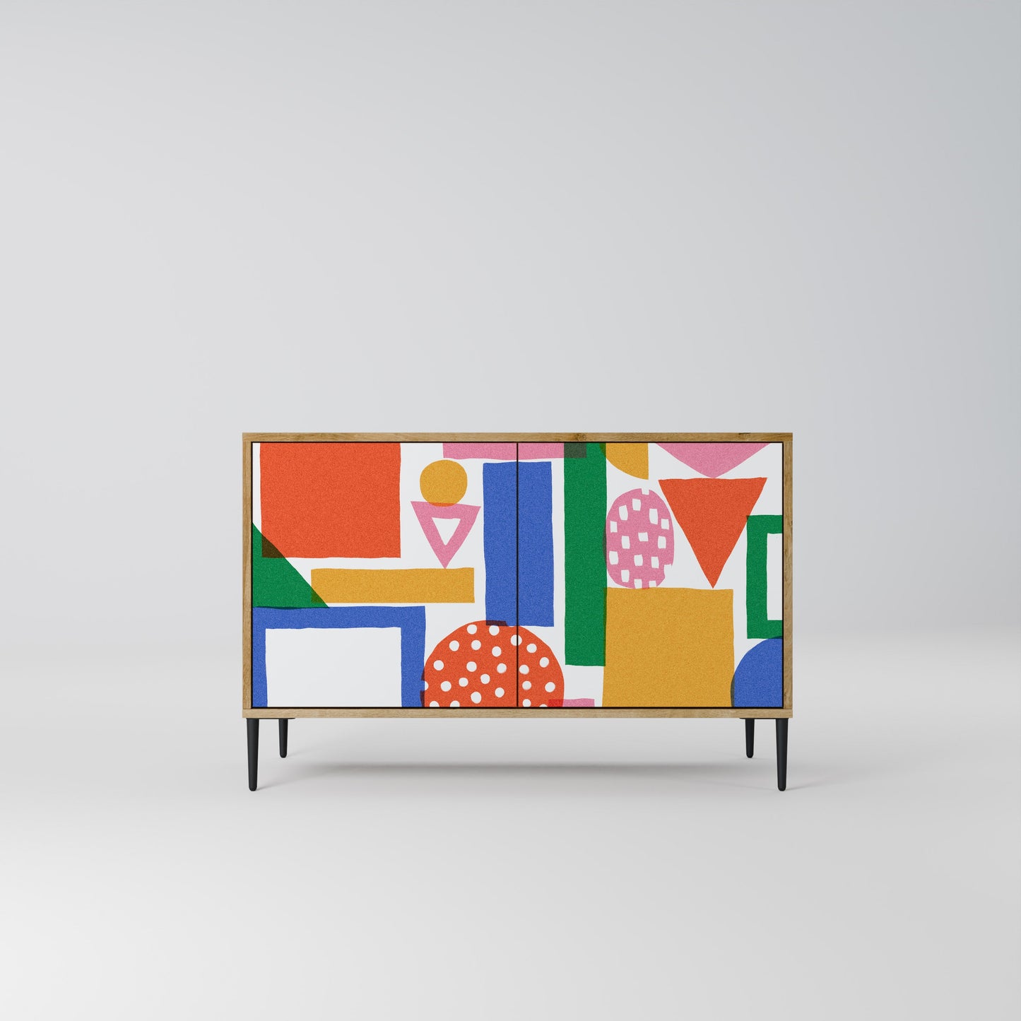 Credenza a 2 ante GEOMETRIC GLIMMER in effetto rovere