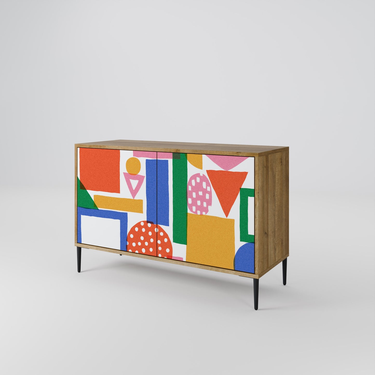 Credenza a 2 ante GEOMETRIC GLIMMER in effetto rovere
