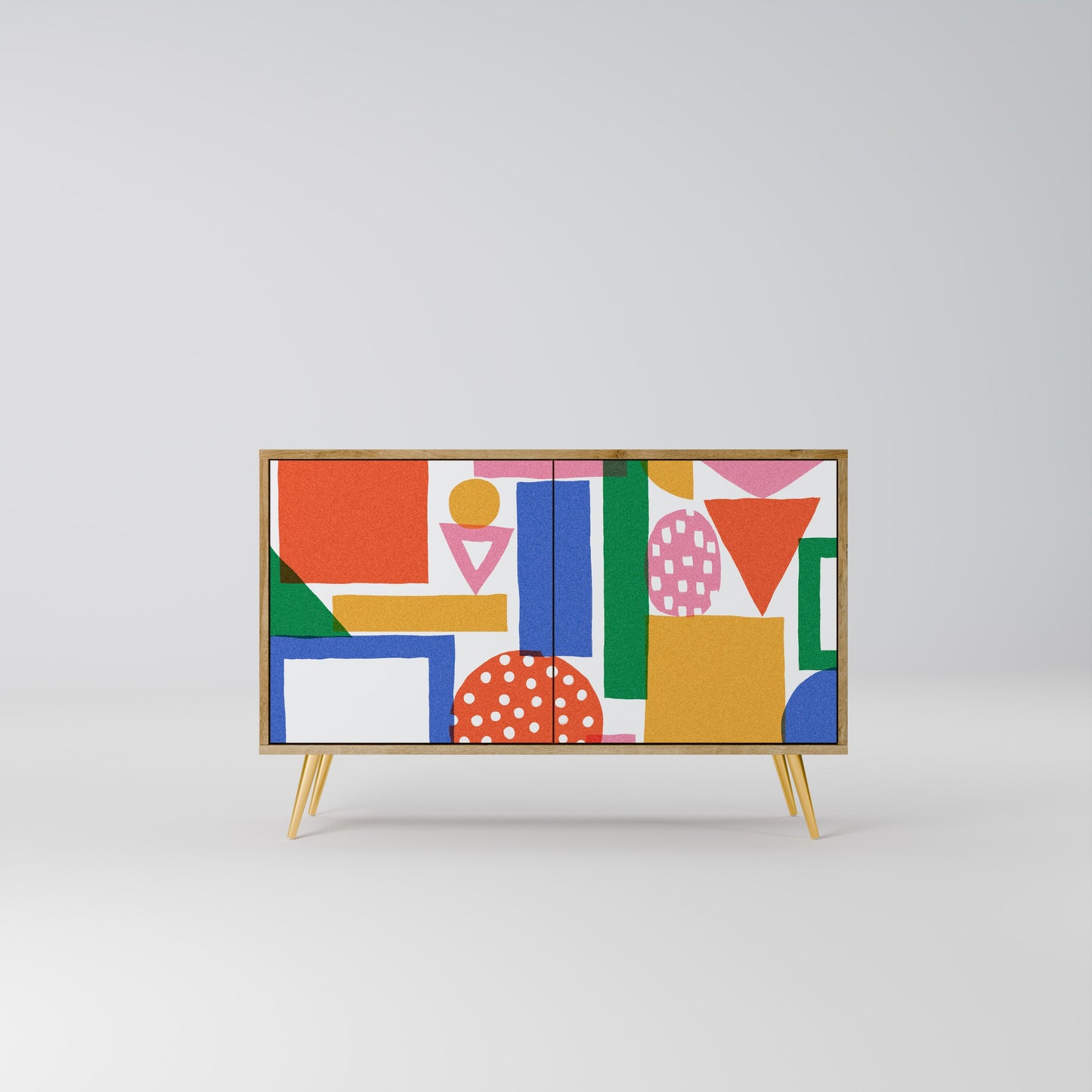 Credenza a 2 ante GEOMETRIC GLIMMER in effetto rovere