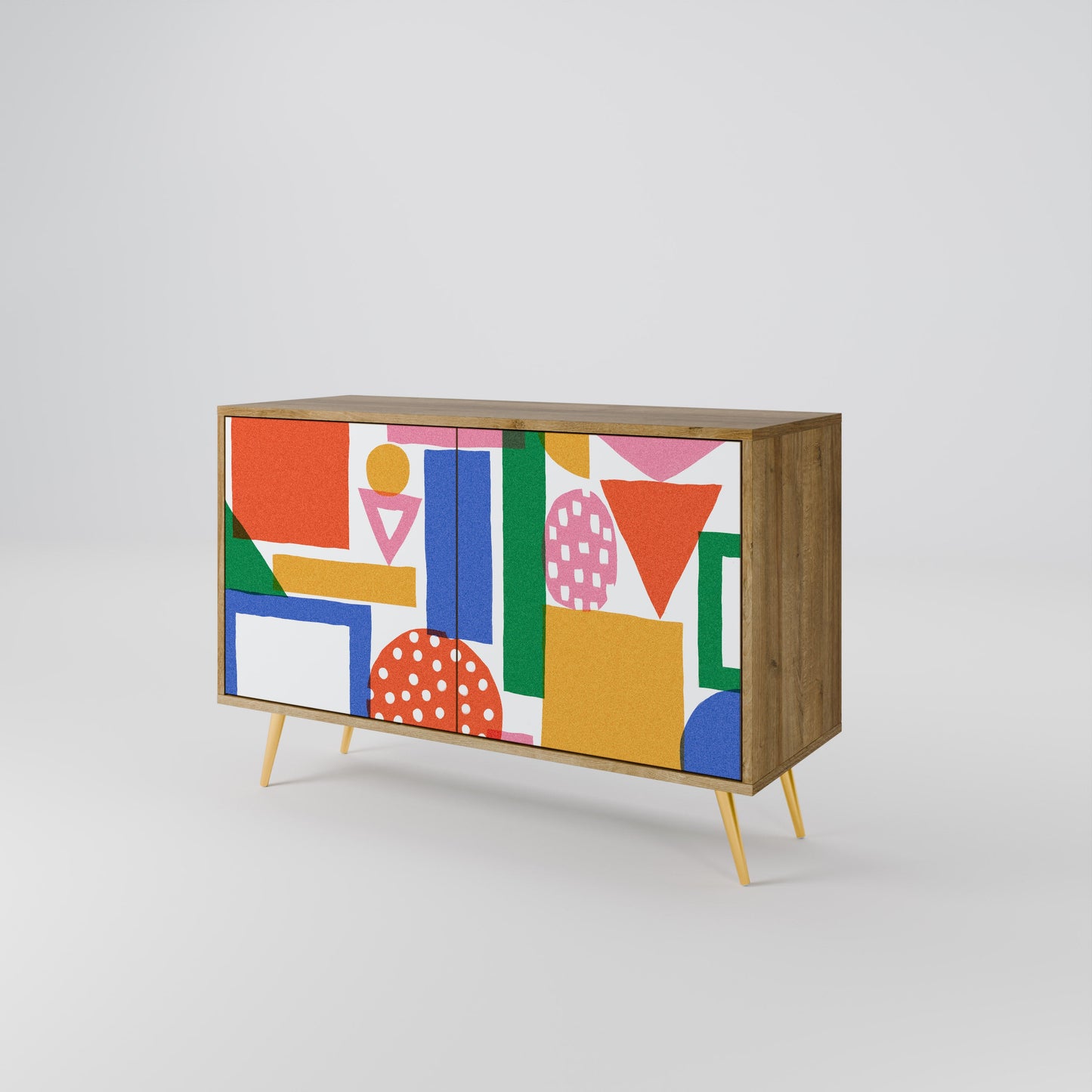 Credenza a 2 ante GEOMETRIC GLIMMER in effetto rovere
