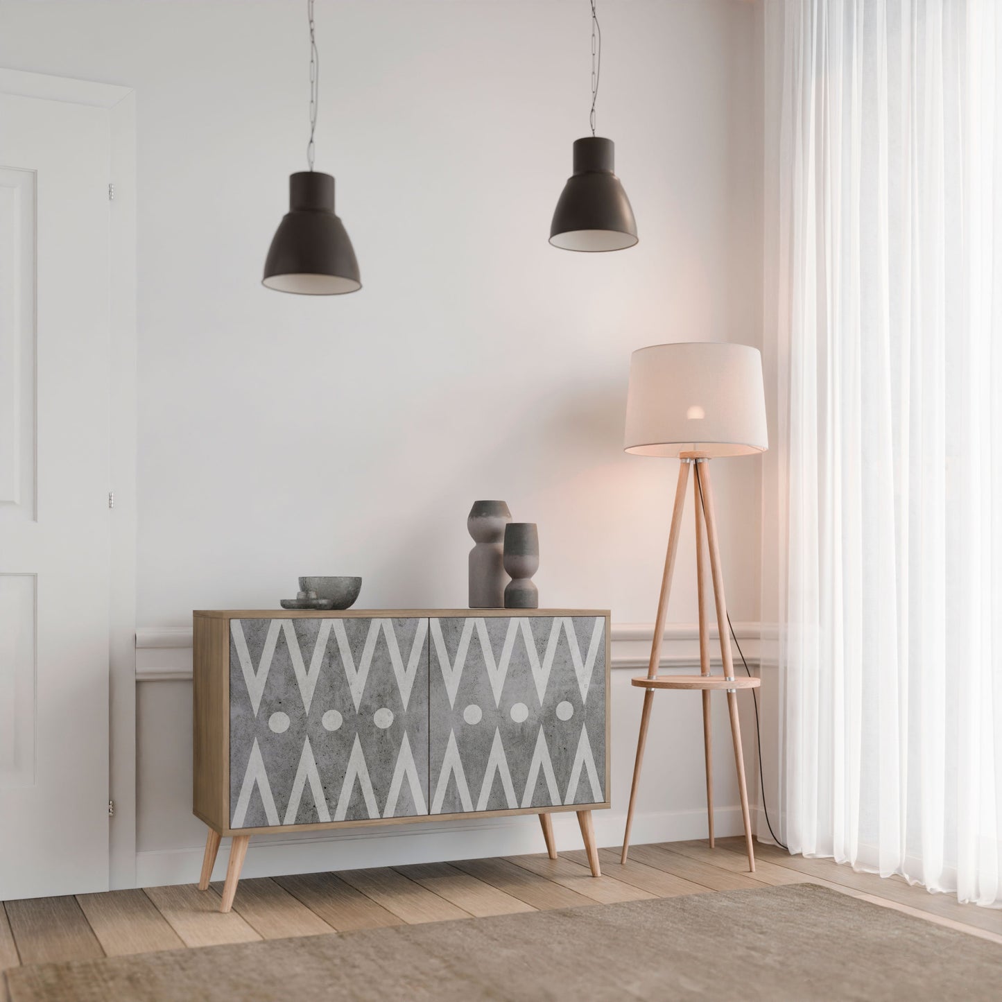 Credenza SHARP EDGES a 2 ante in effetto rovere