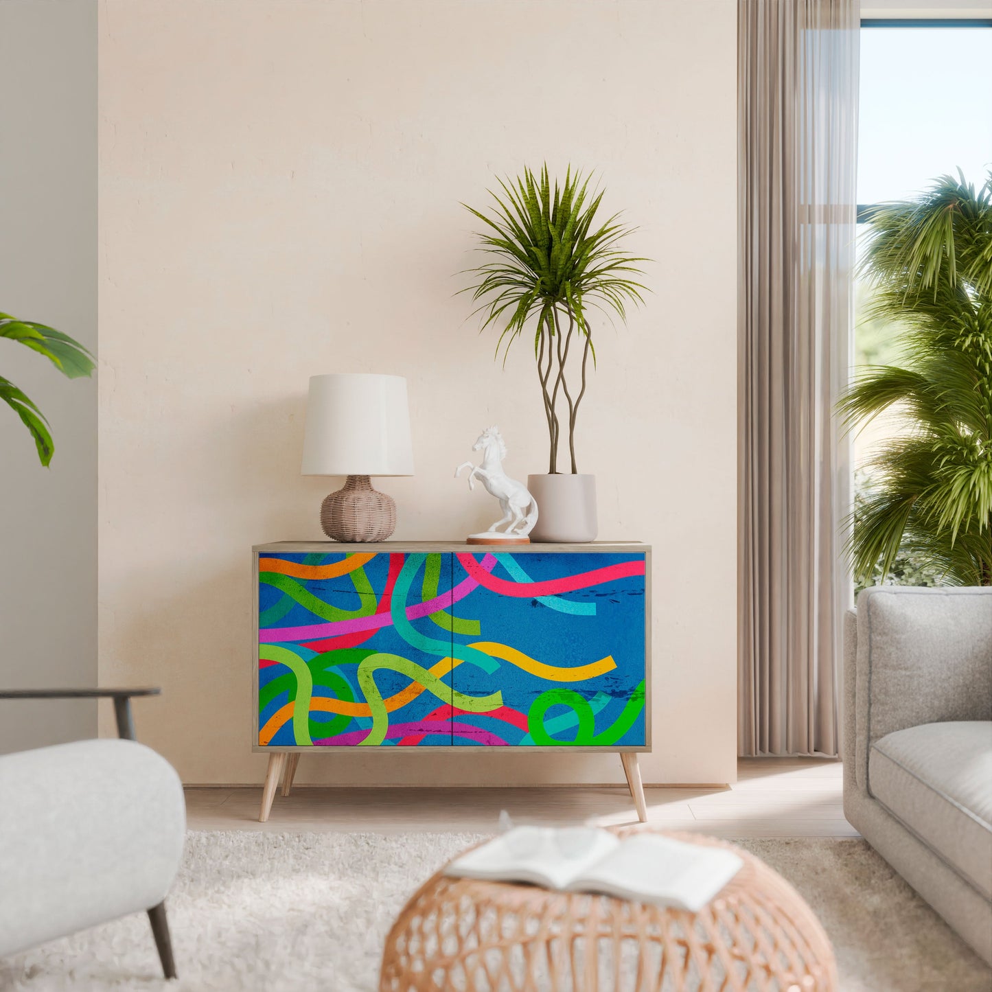 Credenza STREAMER TANGLE a 2 ante in effetto rovere