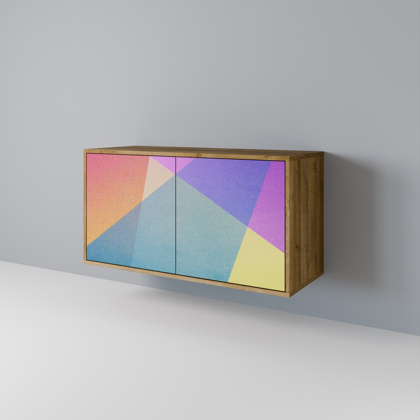 Credenza BRIGHT GEOMETRY a 2 ante in effetto rovere