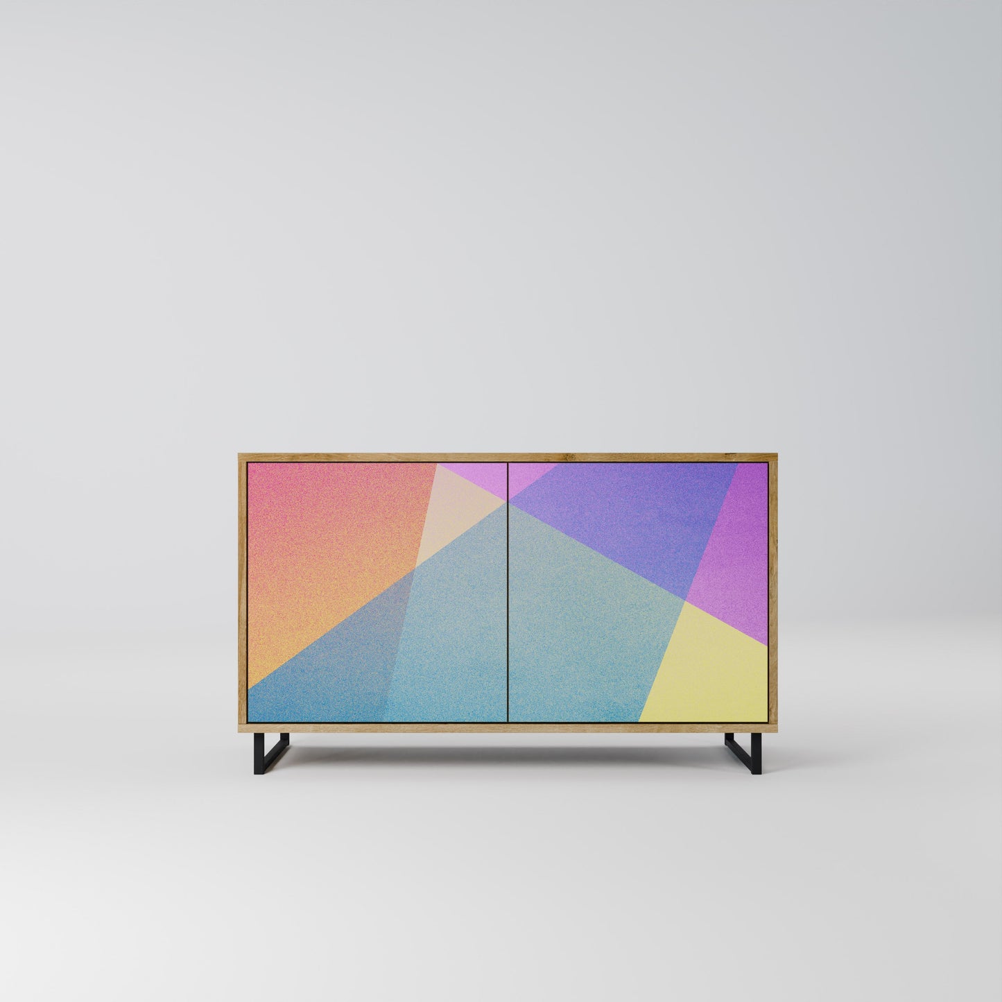 Credenza BRIGHT GEOMETRY a 2 ante in effetto rovere