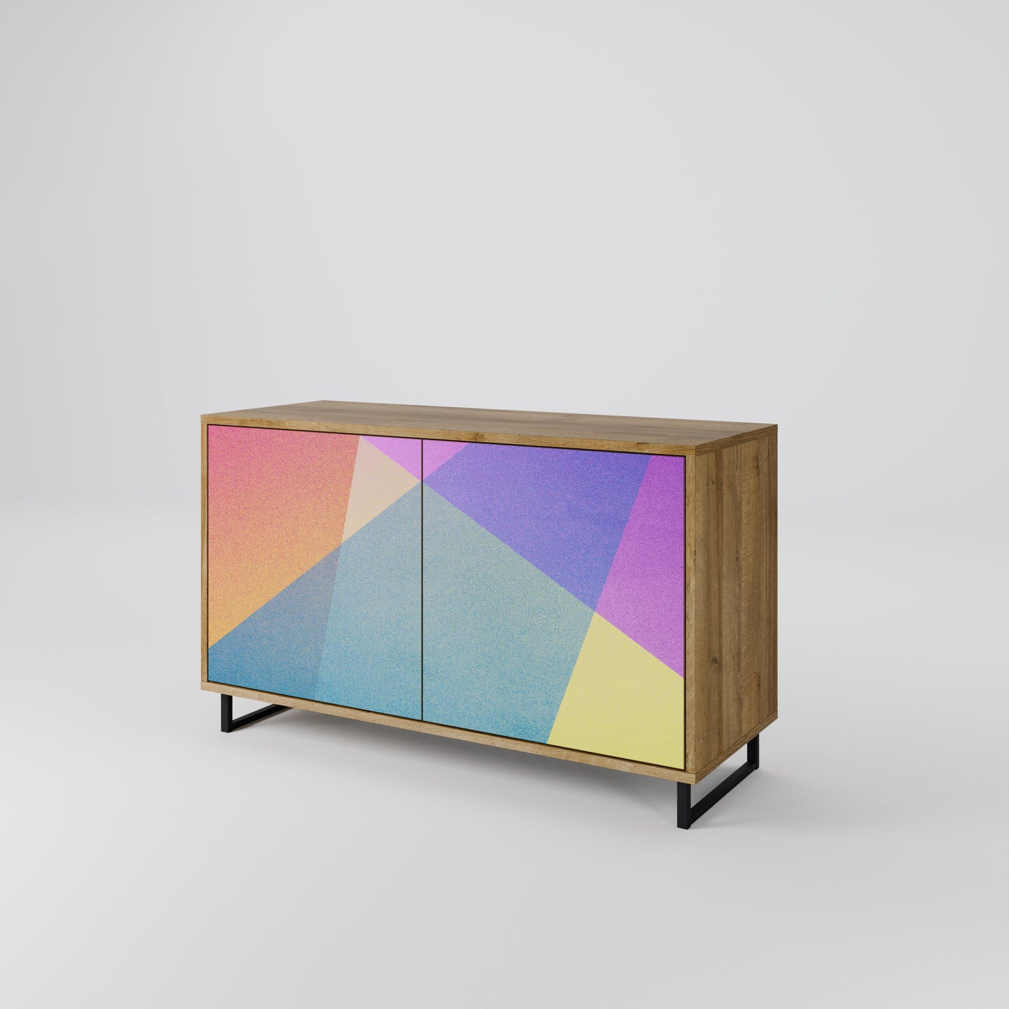 Credenza BRIGHT GEOMETRY a 2 ante in effetto rovere