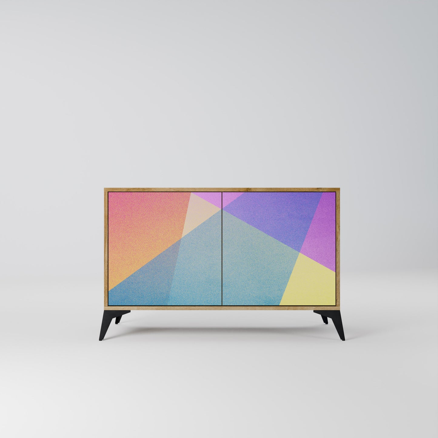 Credenza BRIGHT GEOMETRY a 2 ante in effetto rovere