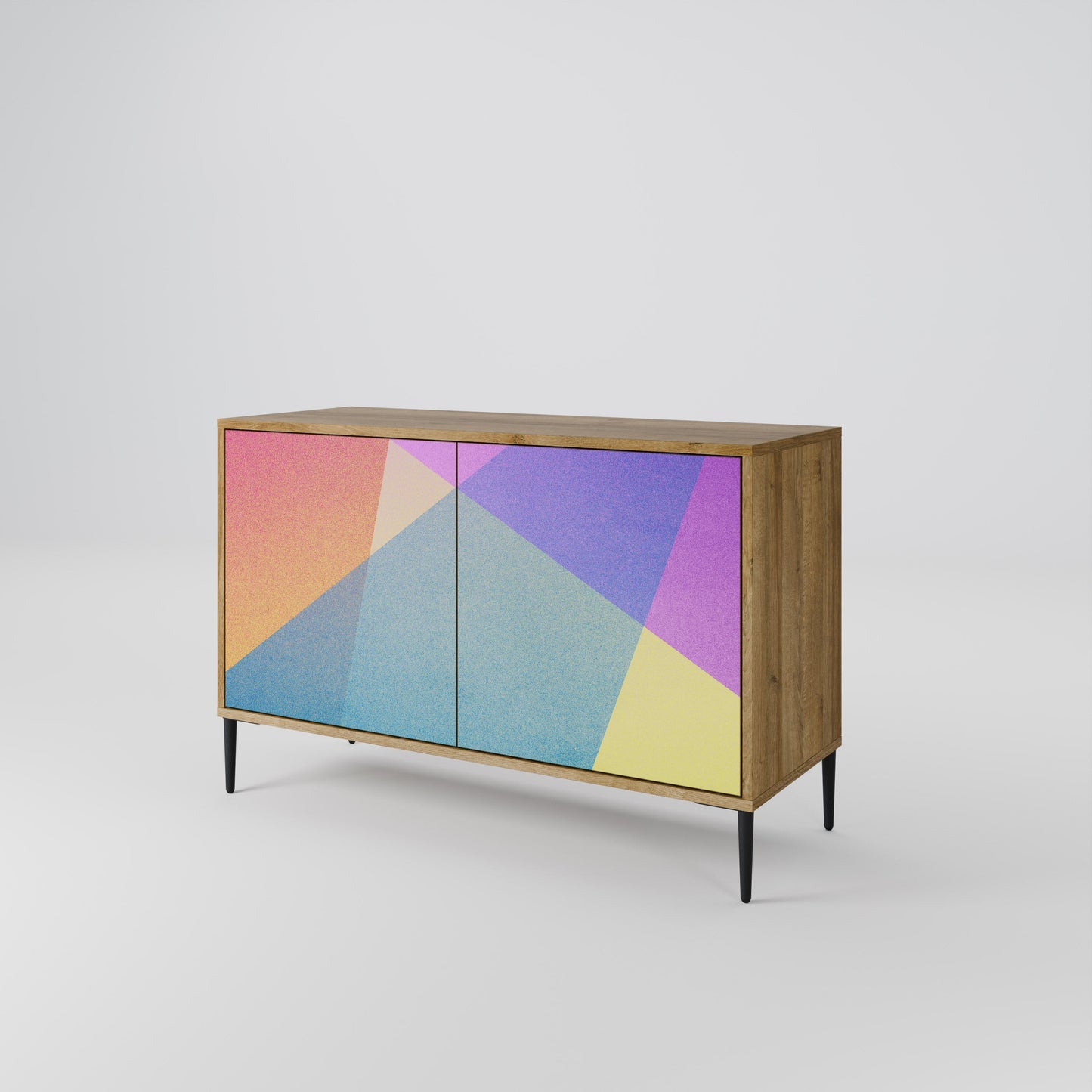 Credenza BRIGHT GEOMETRY a 2 ante in effetto rovere
