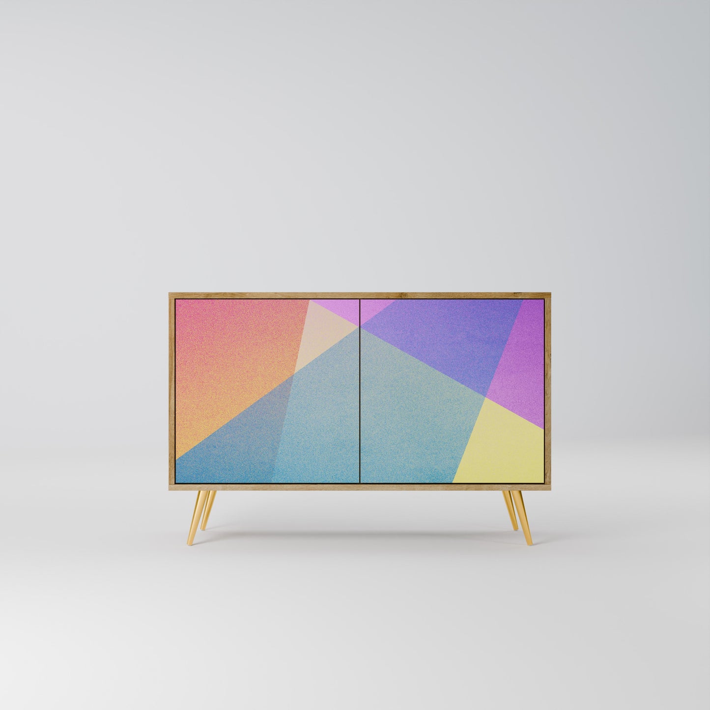 Credenza BRIGHT GEOMETRY a 2 ante in effetto rovere