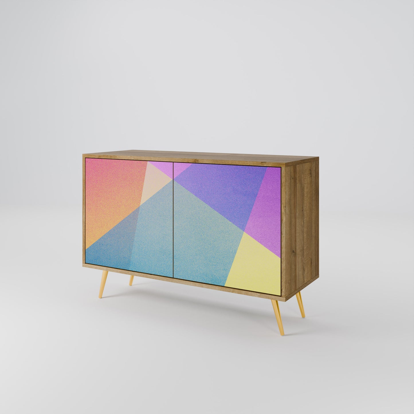 Credenza BRIGHT GEOMETRY a 2 ante in effetto rovere