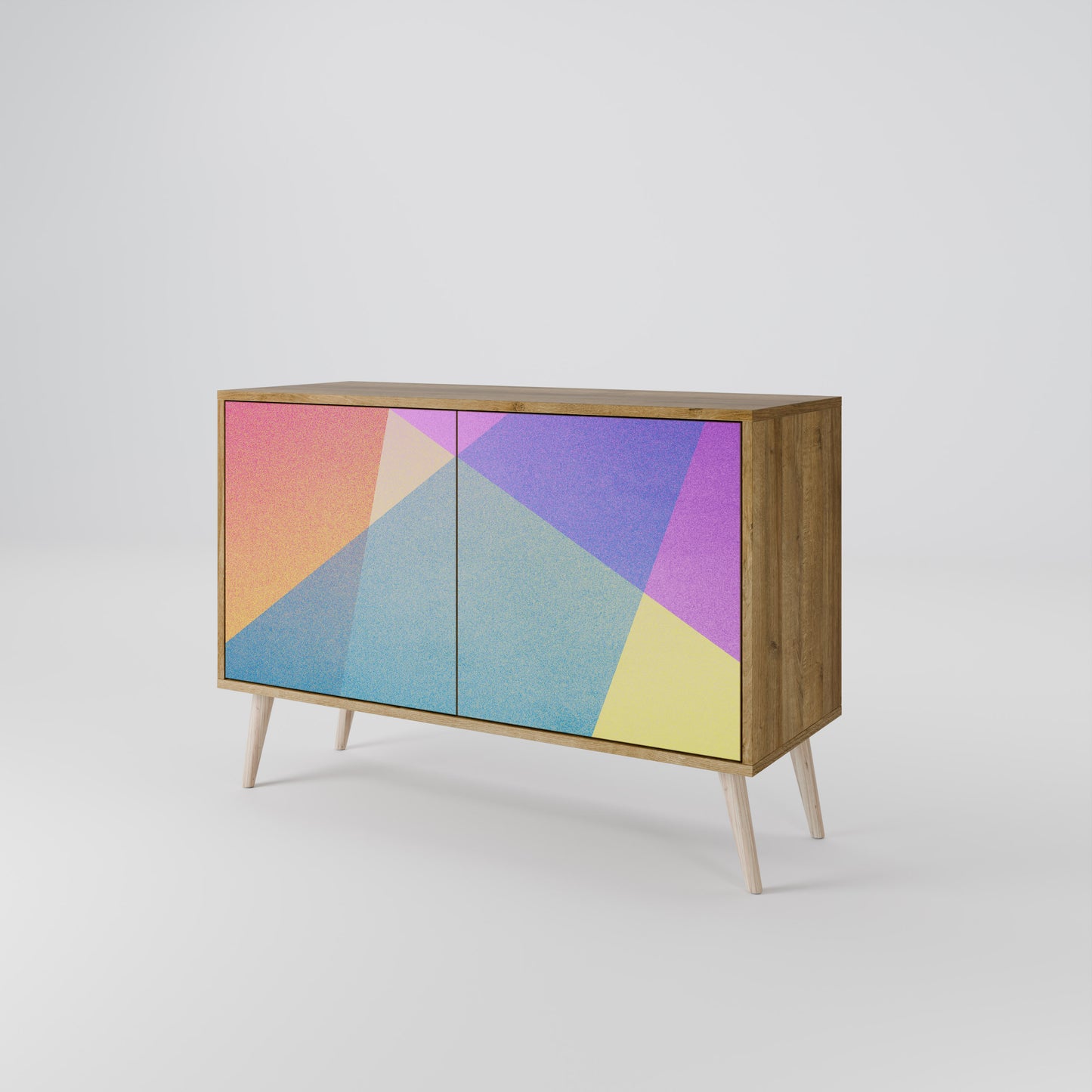 Credenza BRIGHT GEOMETRY a 2 ante in effetto rovere