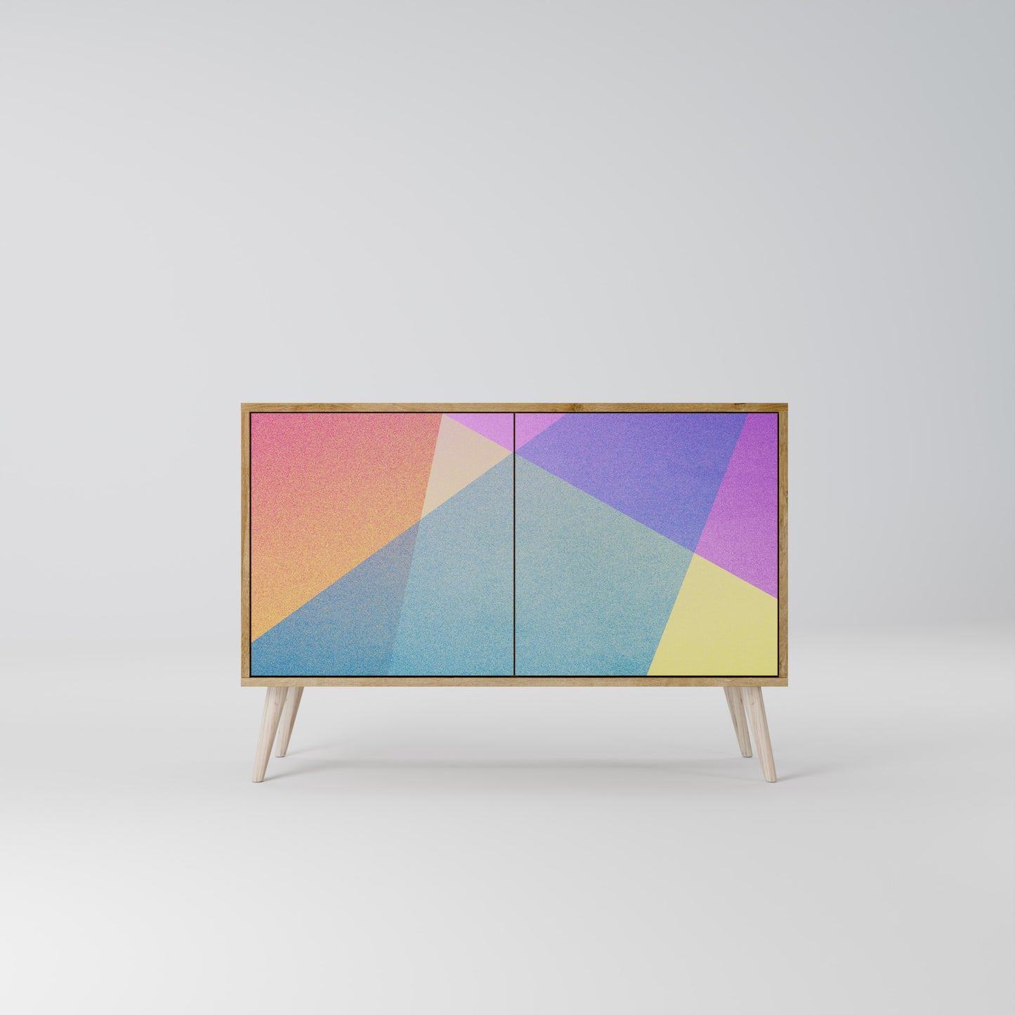 Credenza BRIGHT GEOMETRY a 2 ante in effetto rovere