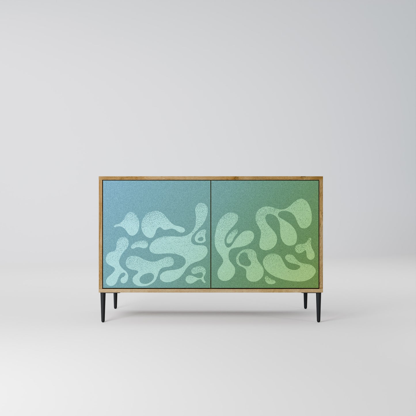 IRREGULAR BLUE 2-Door Sideboard in Oak Effect