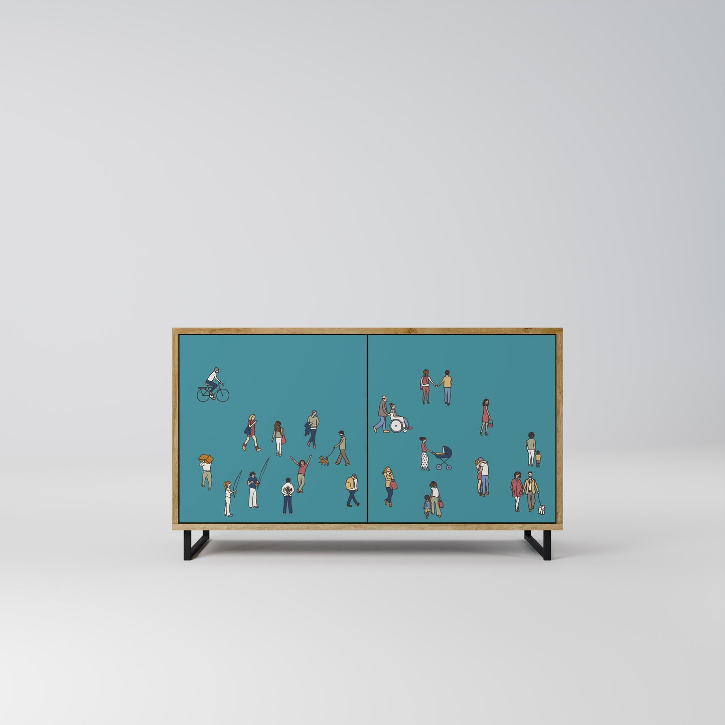 Credenza COLLECTIVE STREAM a 2 ante in effetto rovere