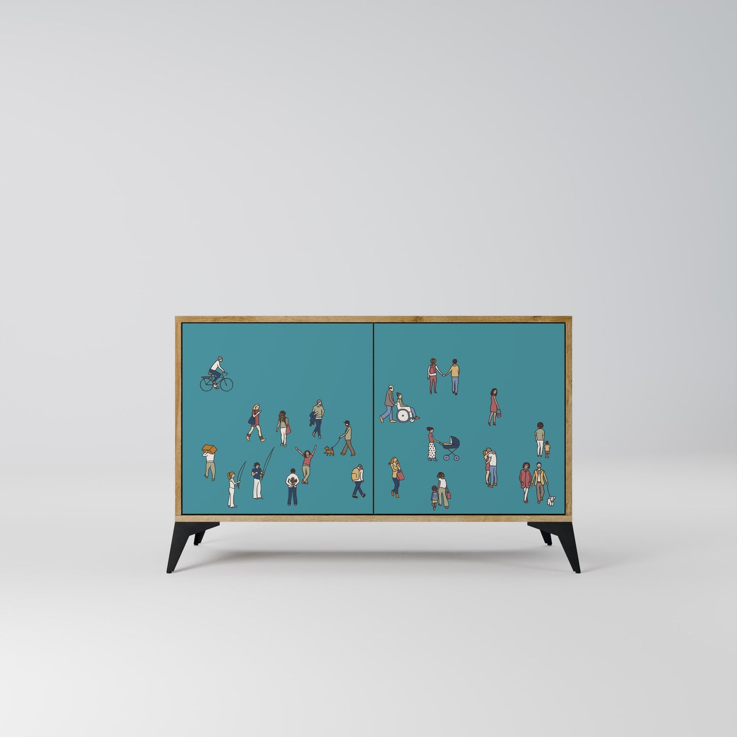 Credenza COLLECTIVE STREAM a 2 ante in effetto rovere