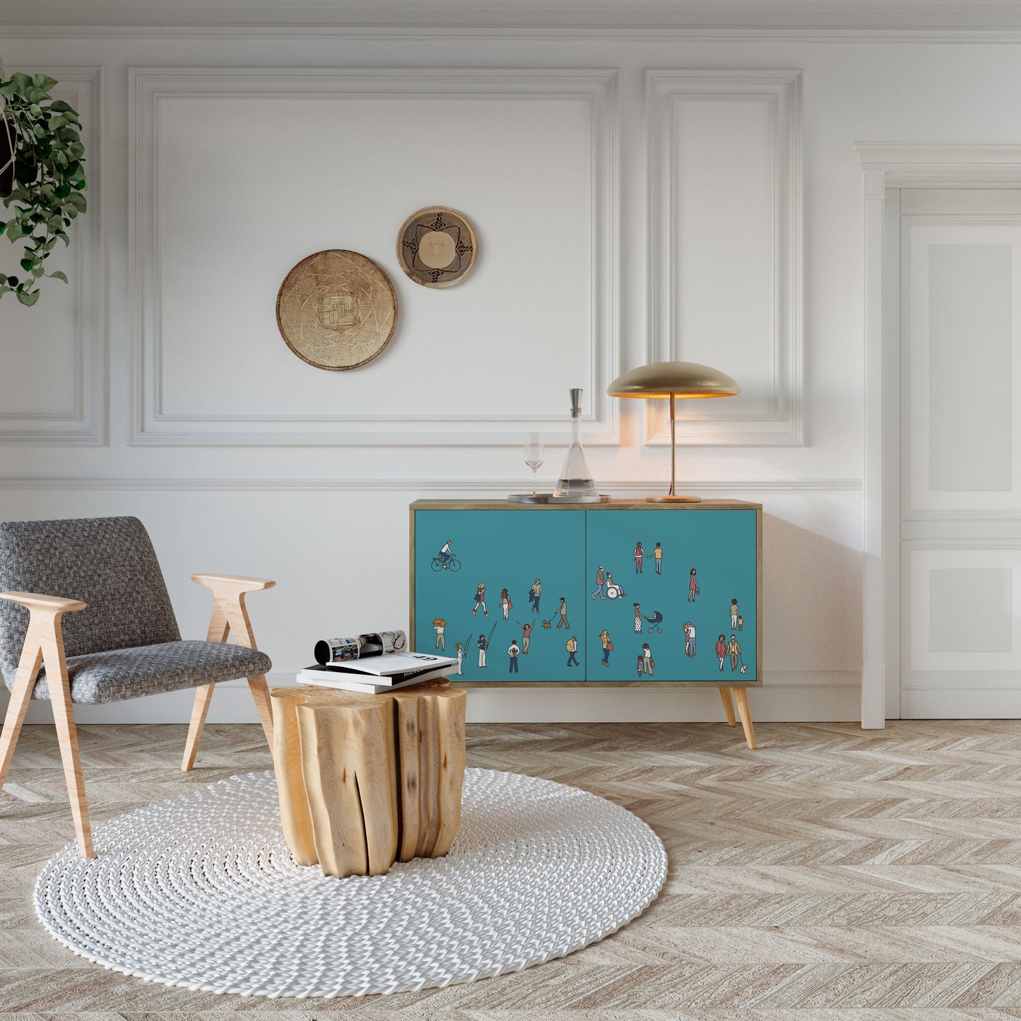 Credenza COLLECTIVE STREAM a 2 ante in effetto rovere