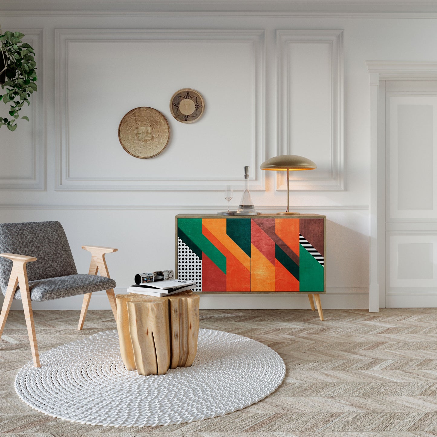 Credenza MAKESHIFT ARTISTRY a 2 ante effetto rovere