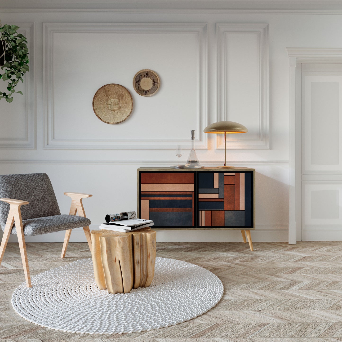 Credenza INTREPID FORMATION a 2 ante in effetto rovere