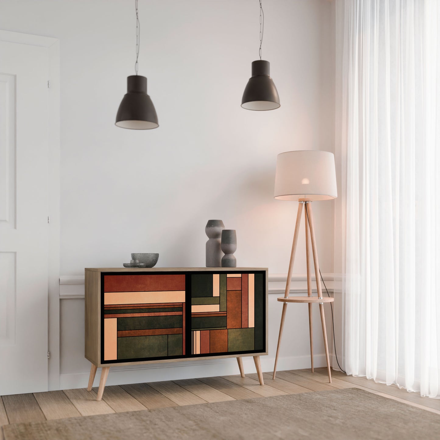 Credenza a 2 ante FIGURES OF NATURE in effetto rovere