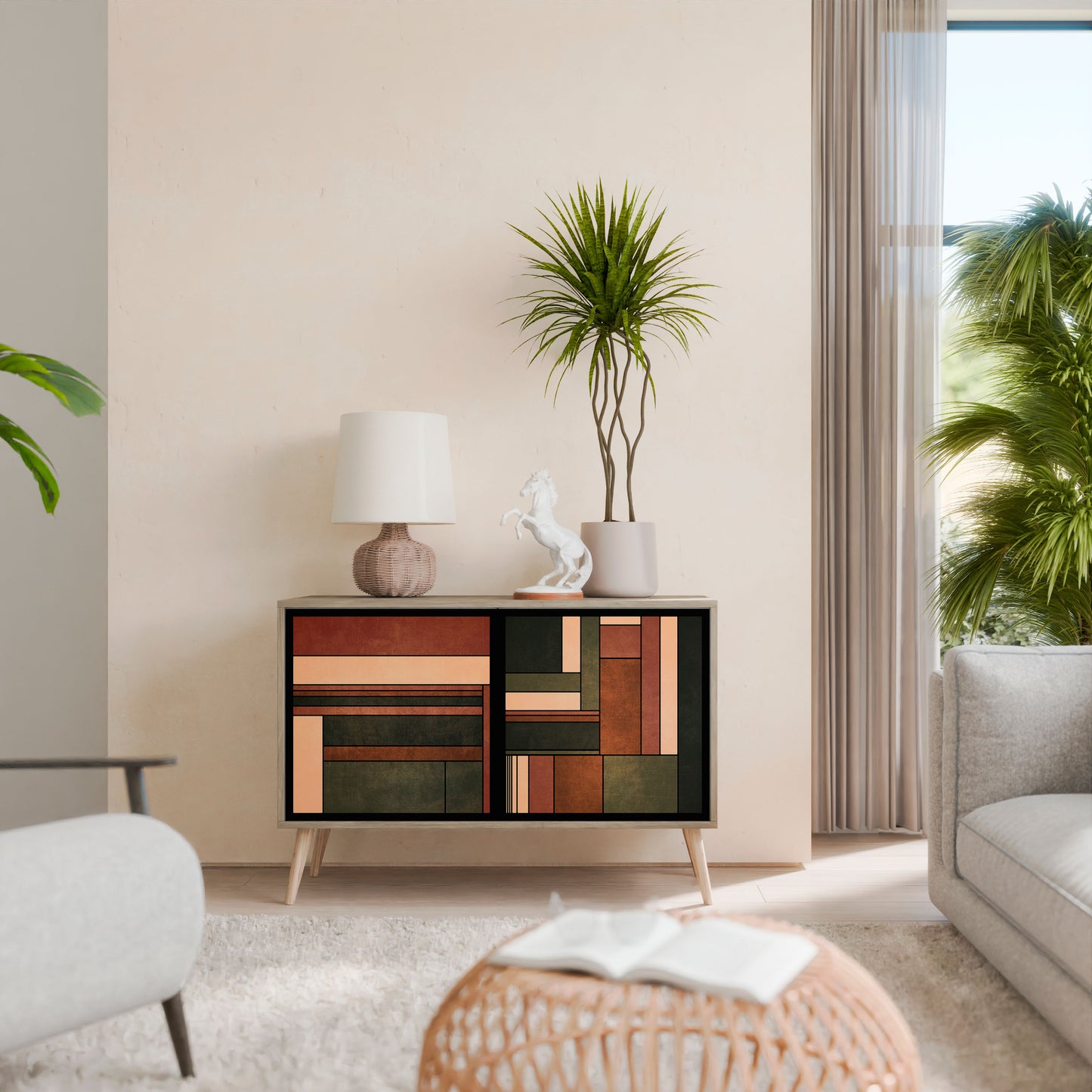 Credenza a 2 ante FIGURES OF NATURE in effetto rovere