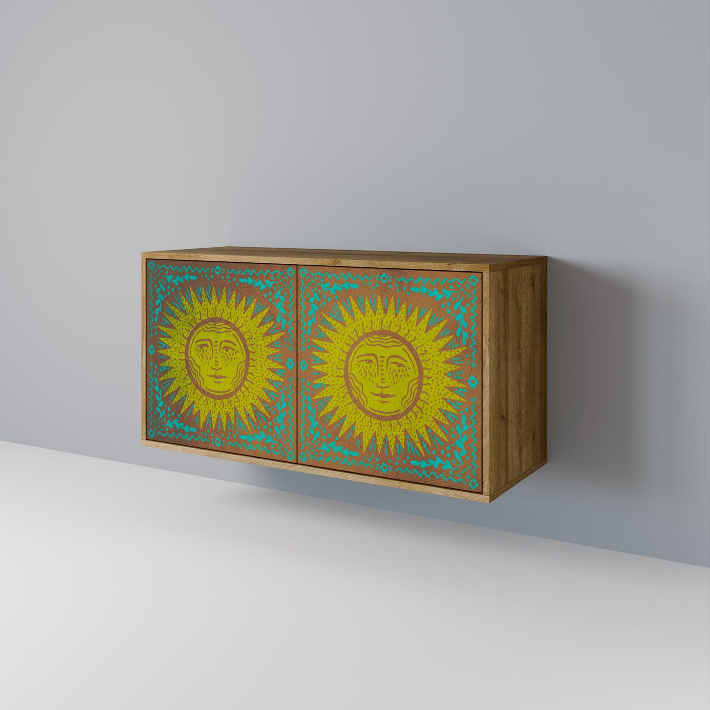 Credenza a 2 ante SUNSHINE EULOGY in effetto rovere