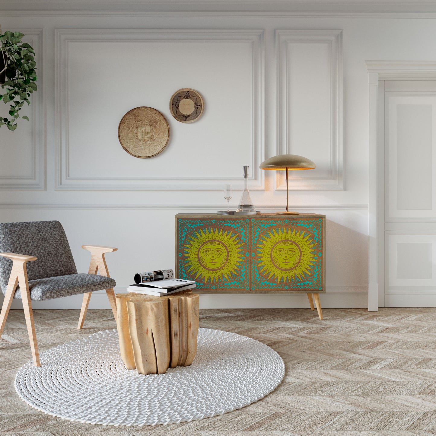 Credenza a 2 ante SUNSHINE EULOGY in effetto rovere