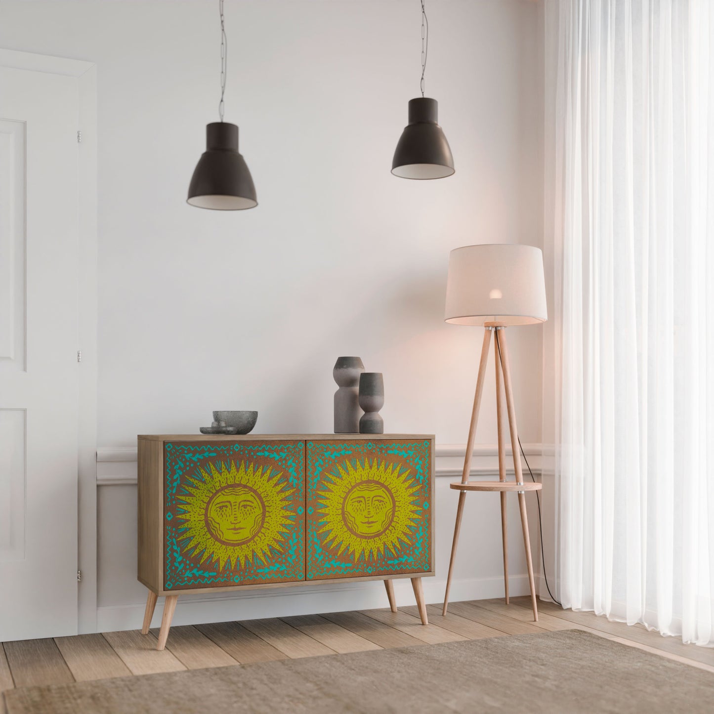Credenza a 2 ante SUNSHINE EULOGY in effetto rovere
