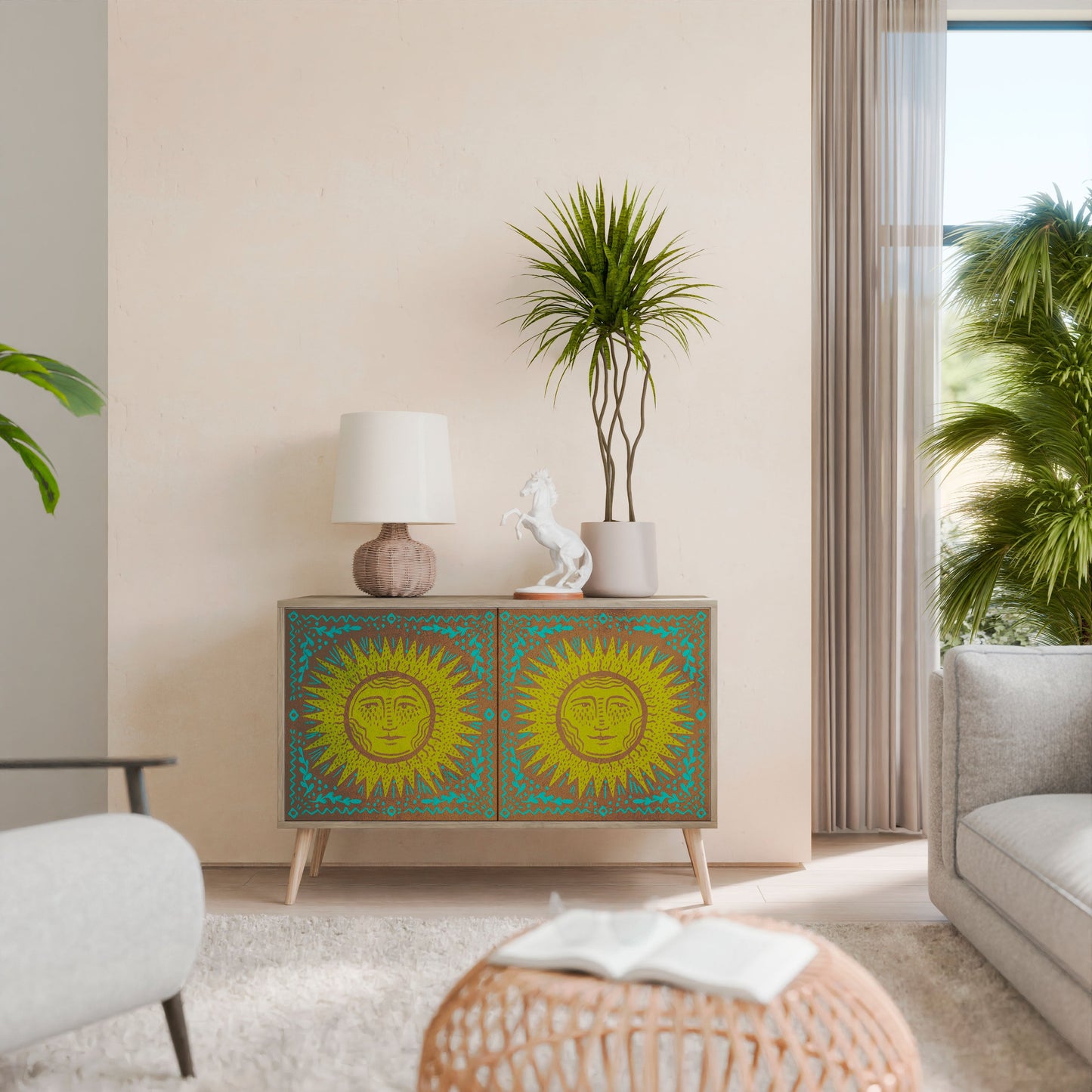 Credenza a 2 ante SUNSHINE EULOGY in effetto rovere