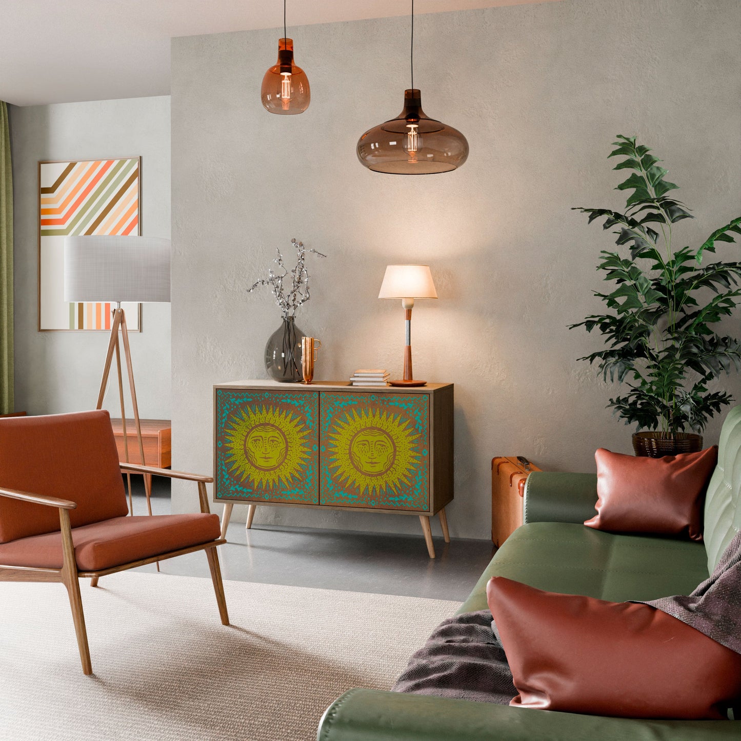 Credenza a 2 ante SUNSHINE EULOGY in effetto rovere