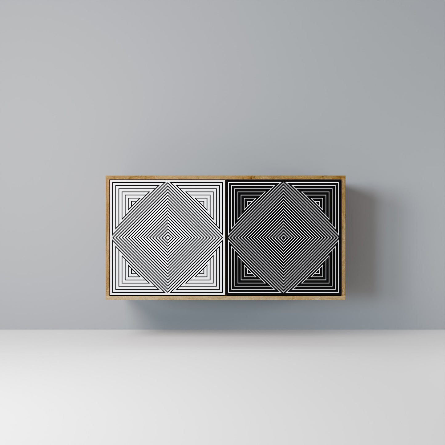 Credenza POLYGON ILLUSION a 2 ante in effetto rovere
