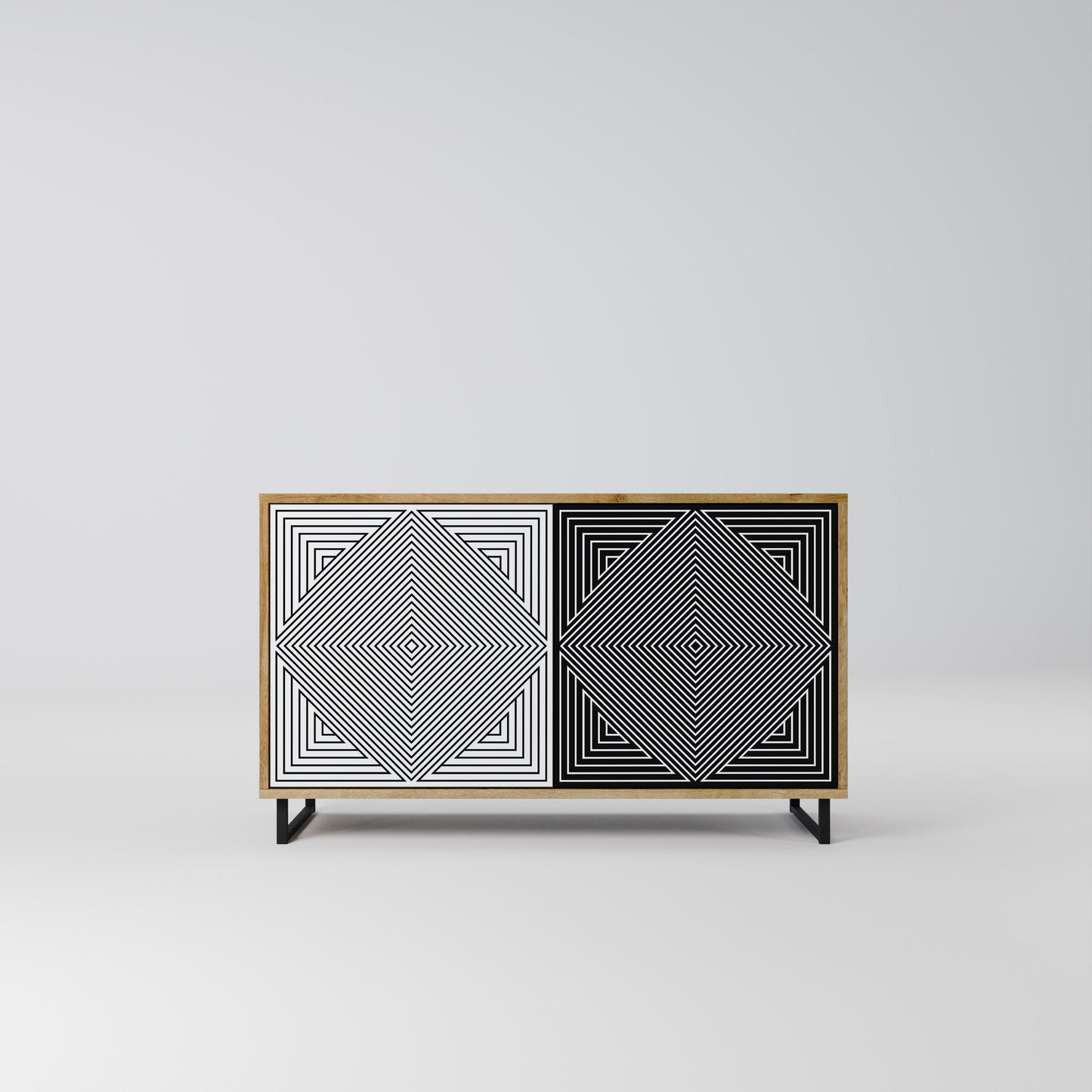 Credenza POLYGON ILLUSION a 2 ante in effetto rovere
