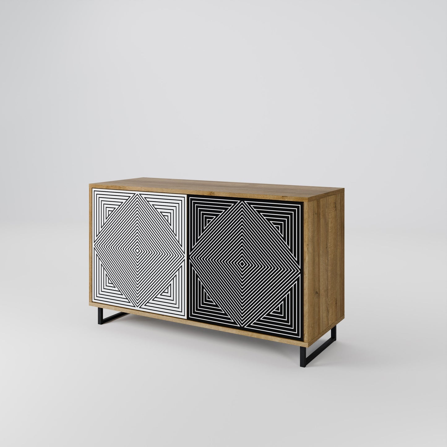 Credenza POLYGON ILLUSION a 2 ante in effetto rovere
