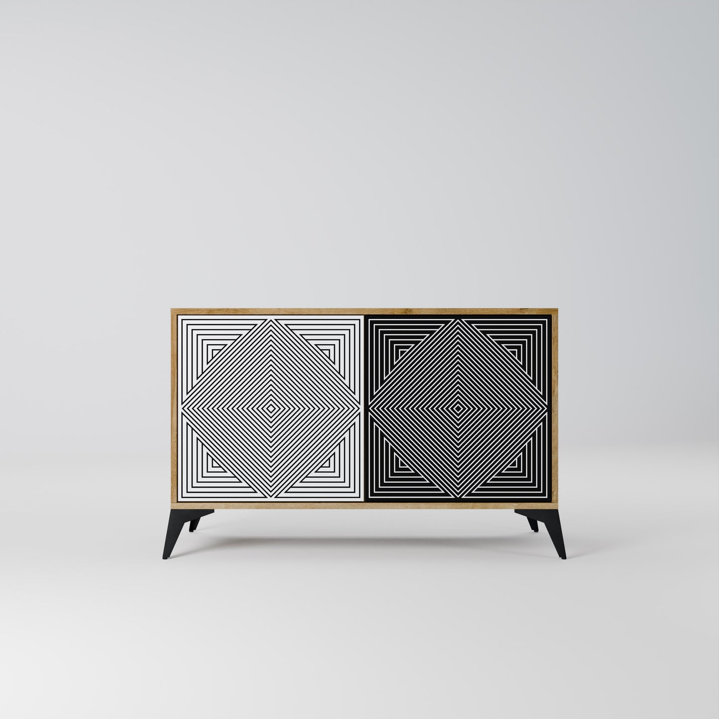 Credenza POLYGON ILLUSION a 2 ante in effetto rovere