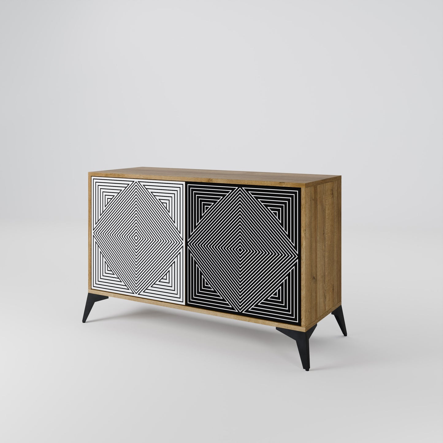 Credenza POLYGON ILLUSION a 2 ante in effetto rovere