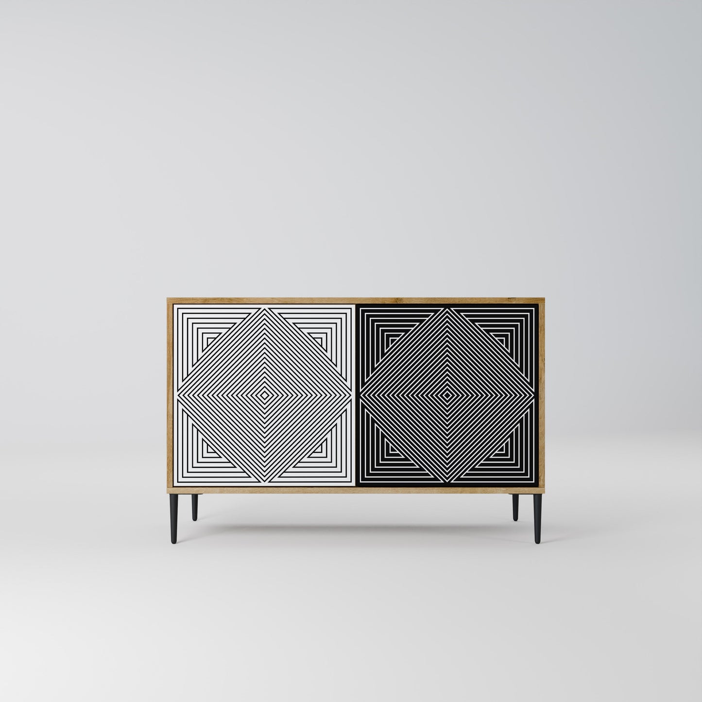 Credenza POLYGON ILLUSION a 2 ante in effetto rovere