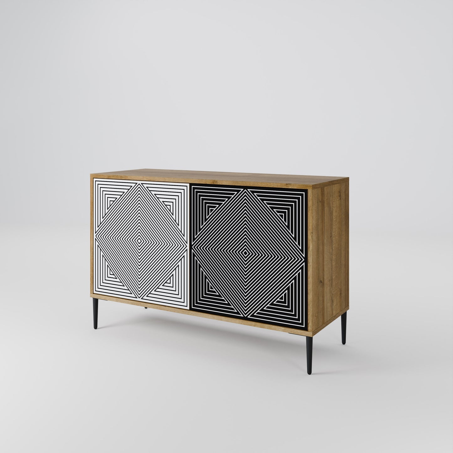 Credenza POLYGON ILLUSION a 2 ante in effetto rovere