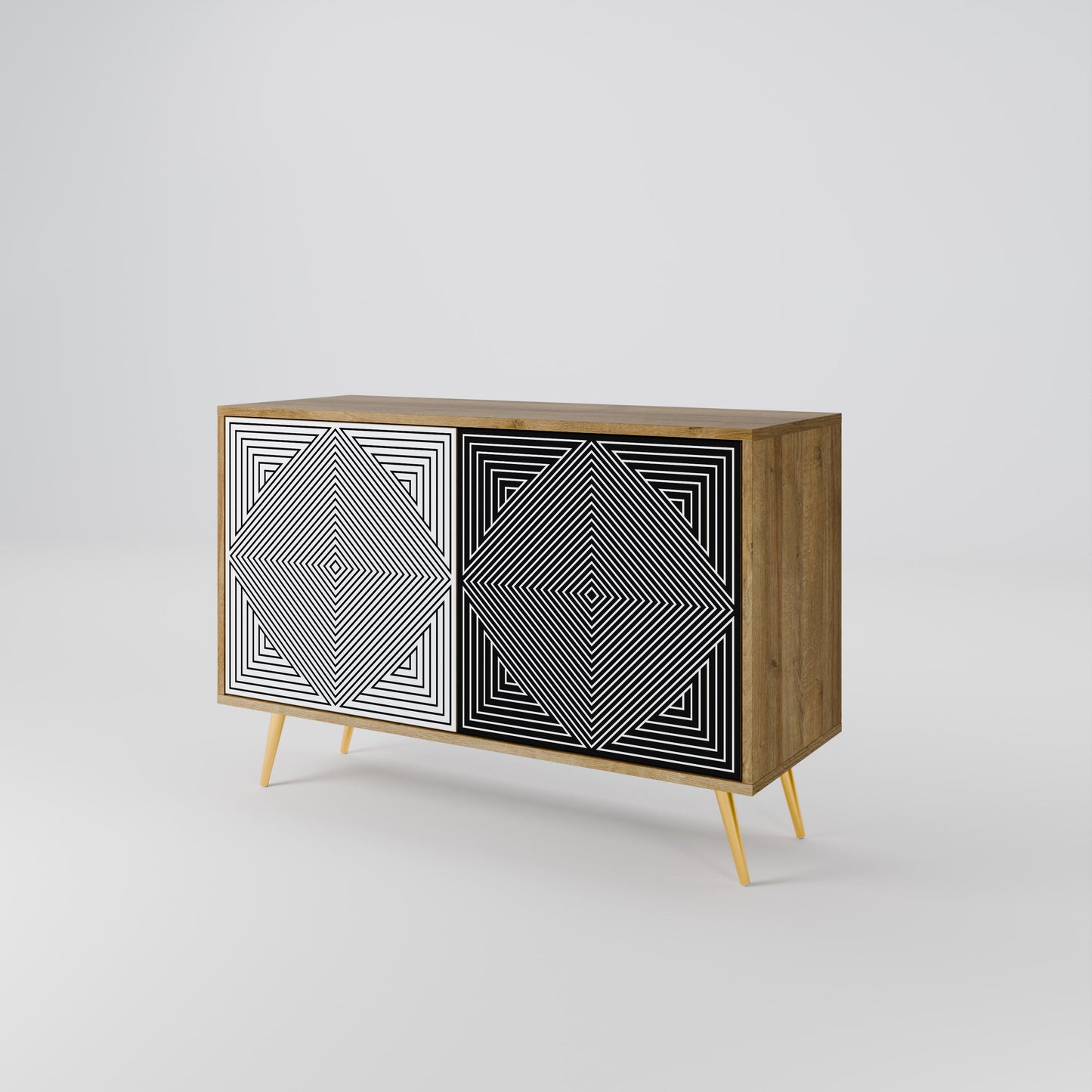 Credenza POLYGON ILLUSION a 2 ante in effetto rovere
