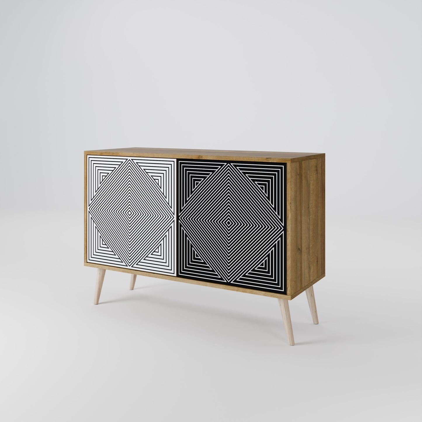 Credenza POLYGON ILLUSION a 2 ante in effetto rovere