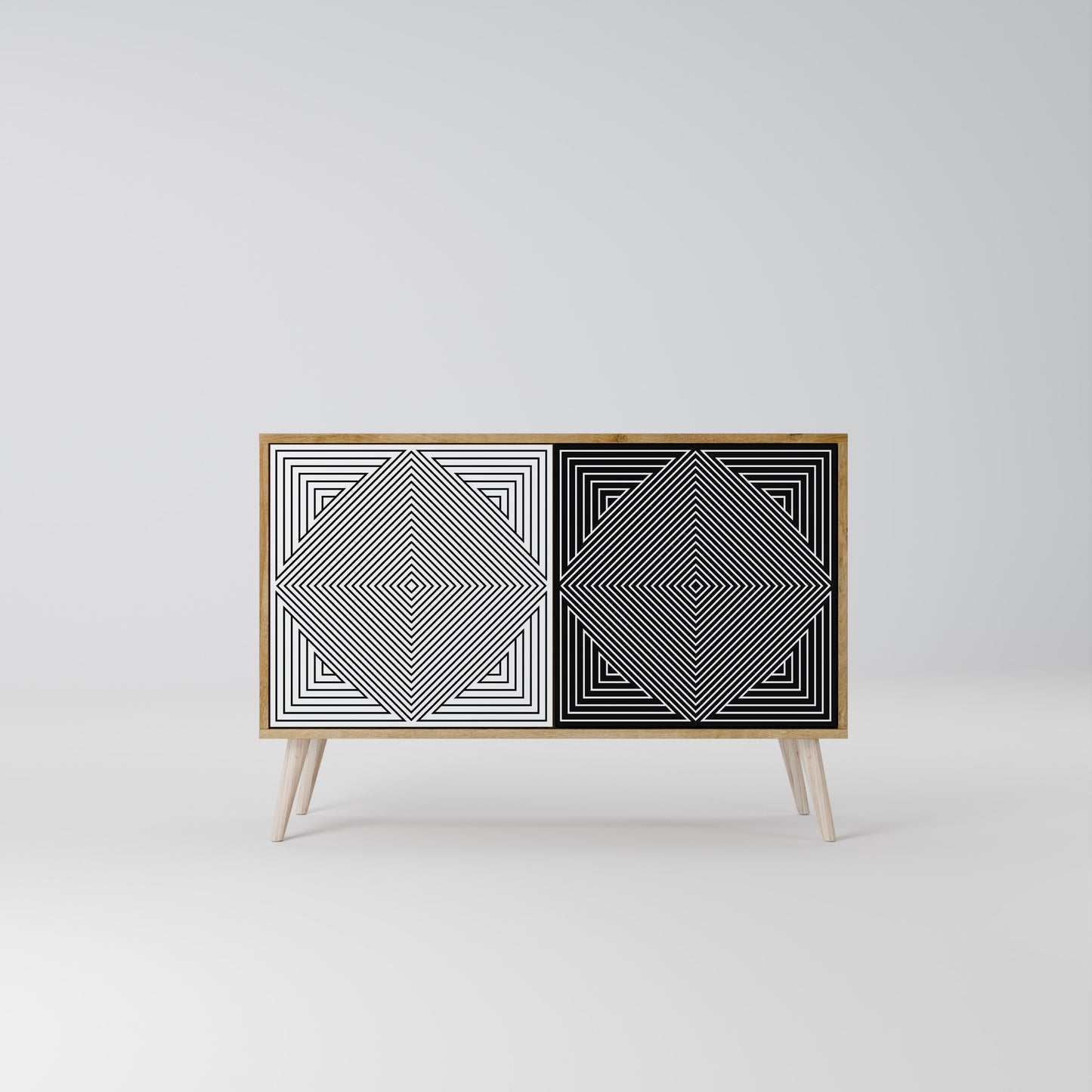 Credenza POLYGON ILLUSION a 2 ante in effetto rovere