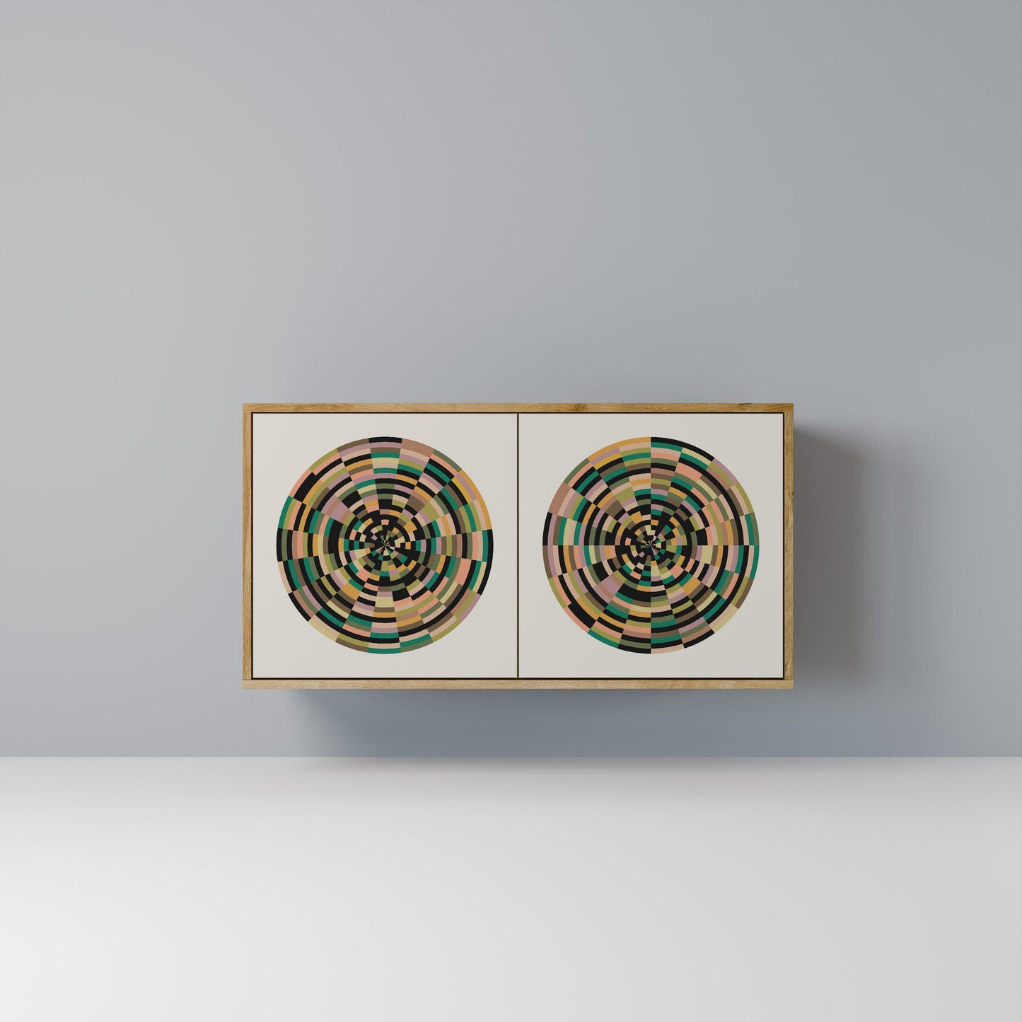 Credenza a 2 ante GREEN CIRCLES effetto rovere