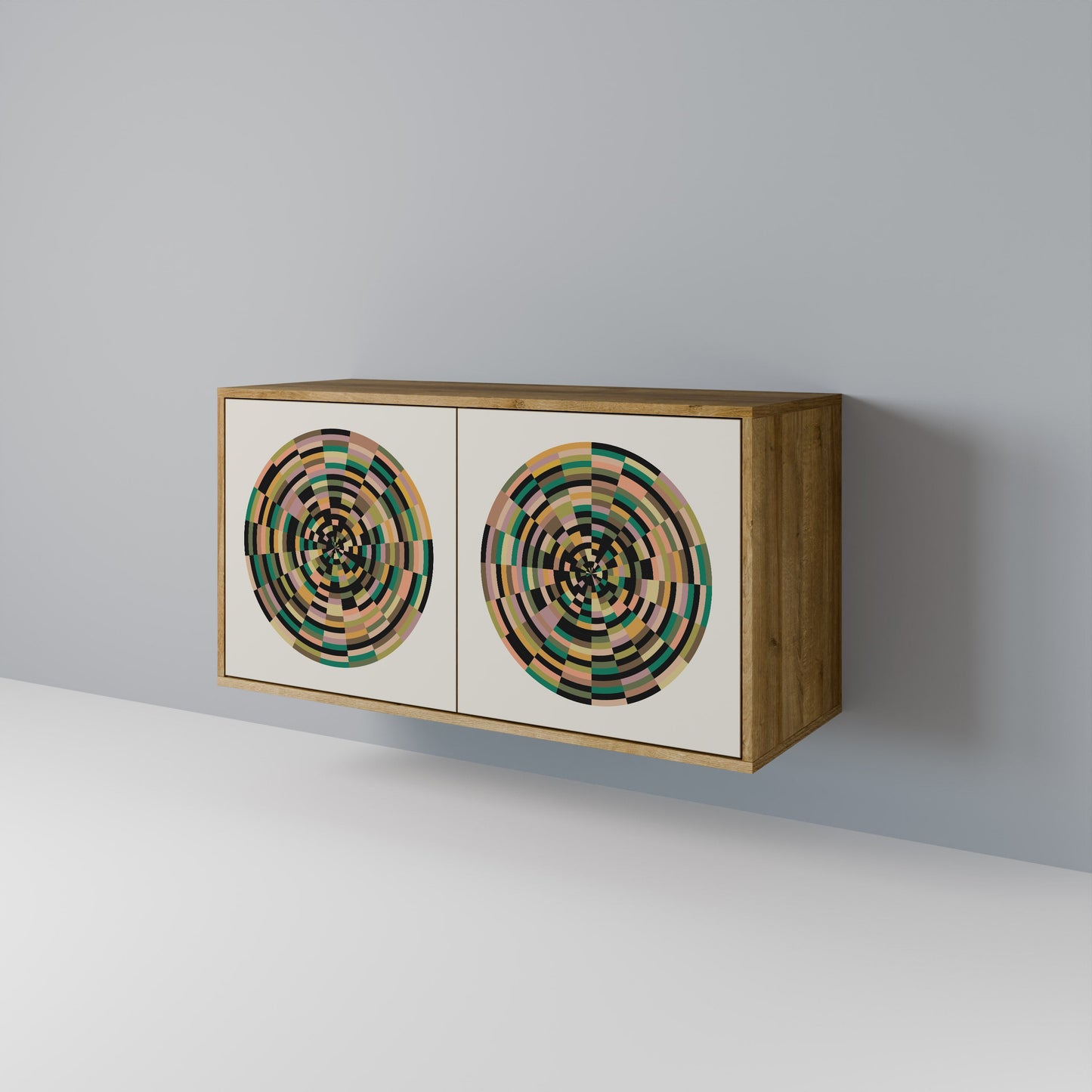 Credenza a 2 ante GREEN CIRCLES effetto rovere