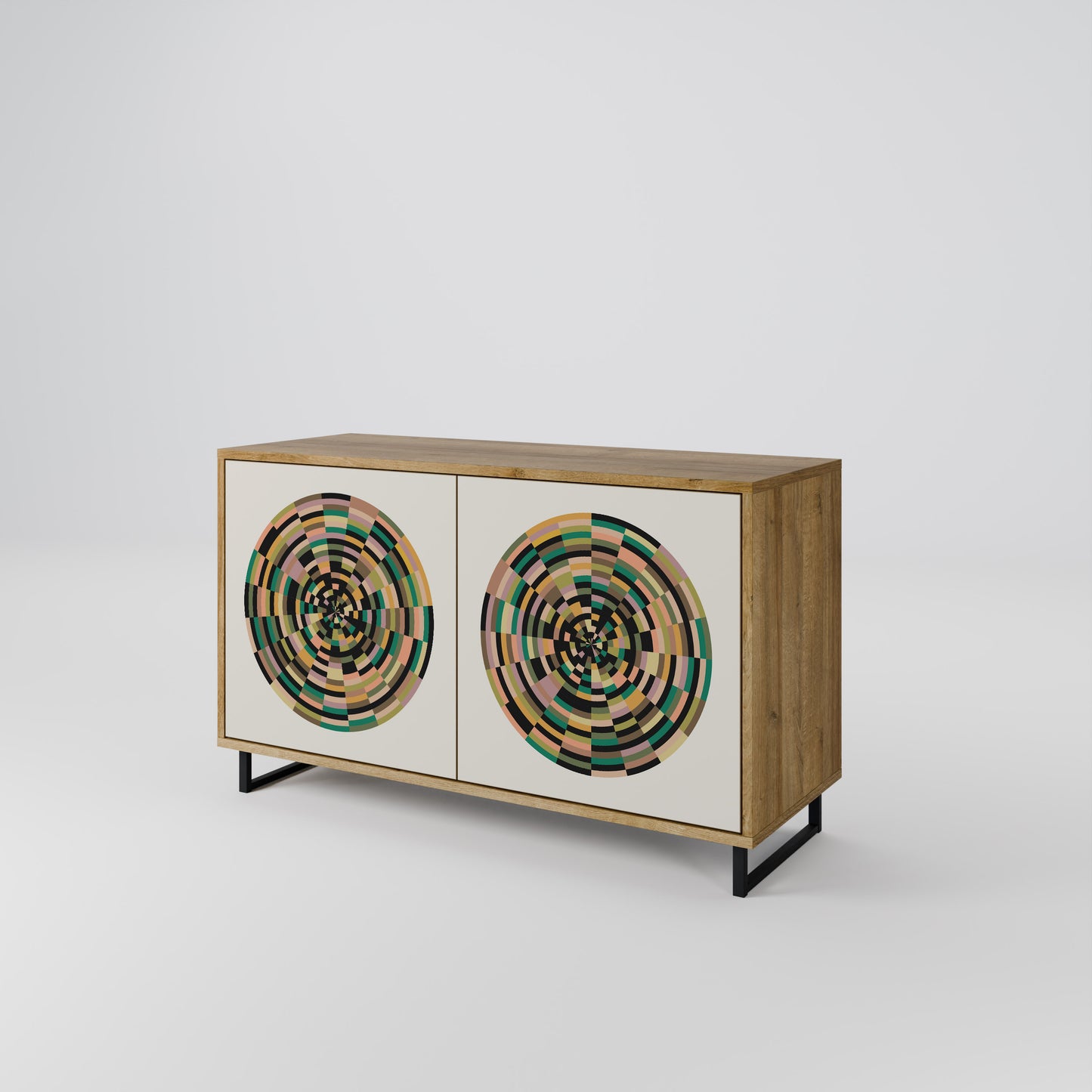 Credenza a 2 ante GREEN CIRCLES effetto rovere