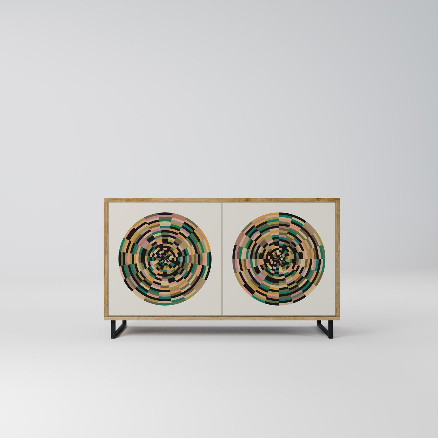 Credenza a 2 ante GREEN CIRCLES effetto rovere