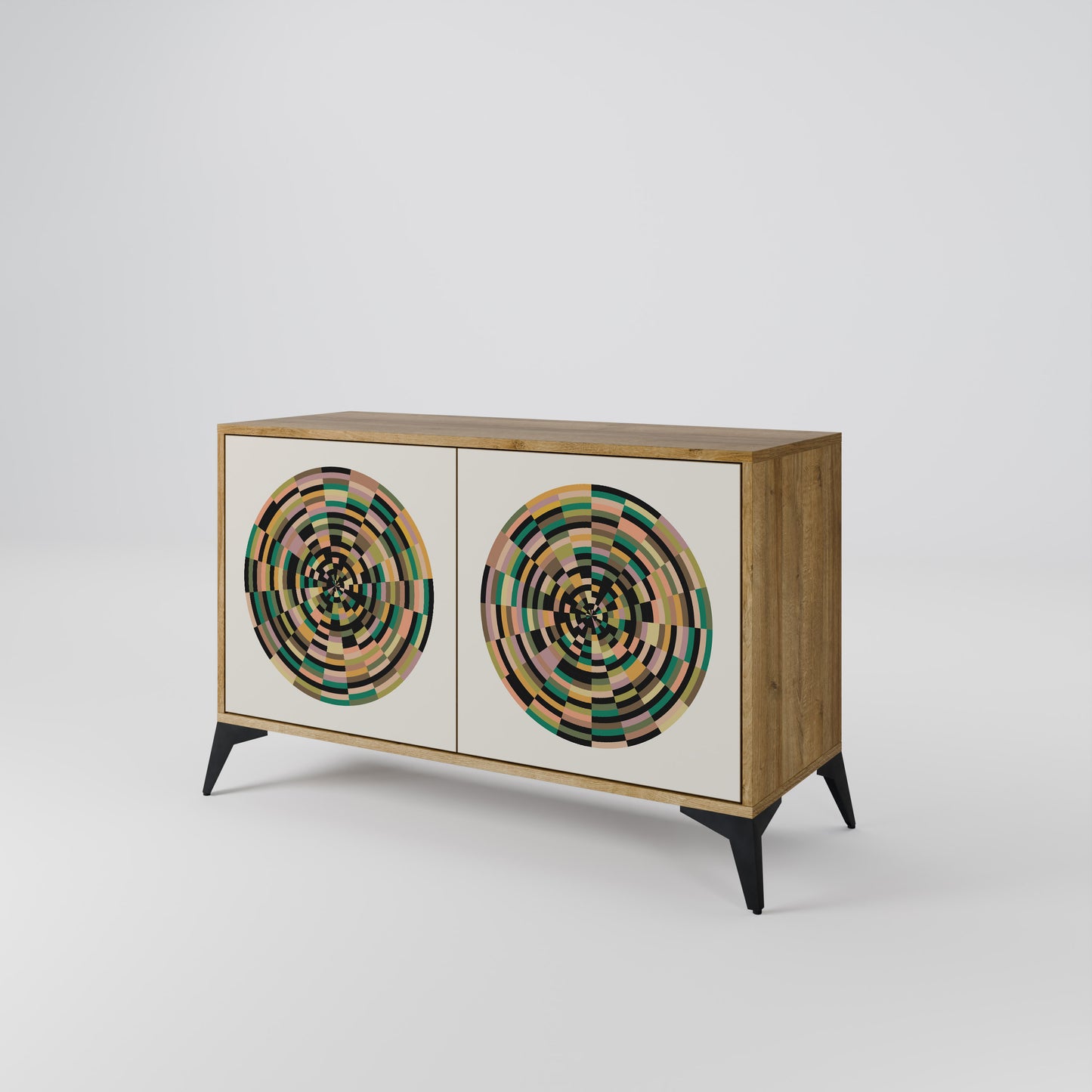 Credenza a 2 ante GREEN CIRCLES effetto rovere
