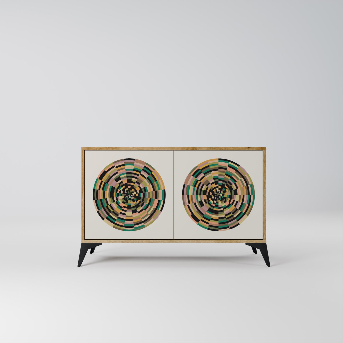 Credenza a 2 ante GREEN CIRCLES effetto rovere