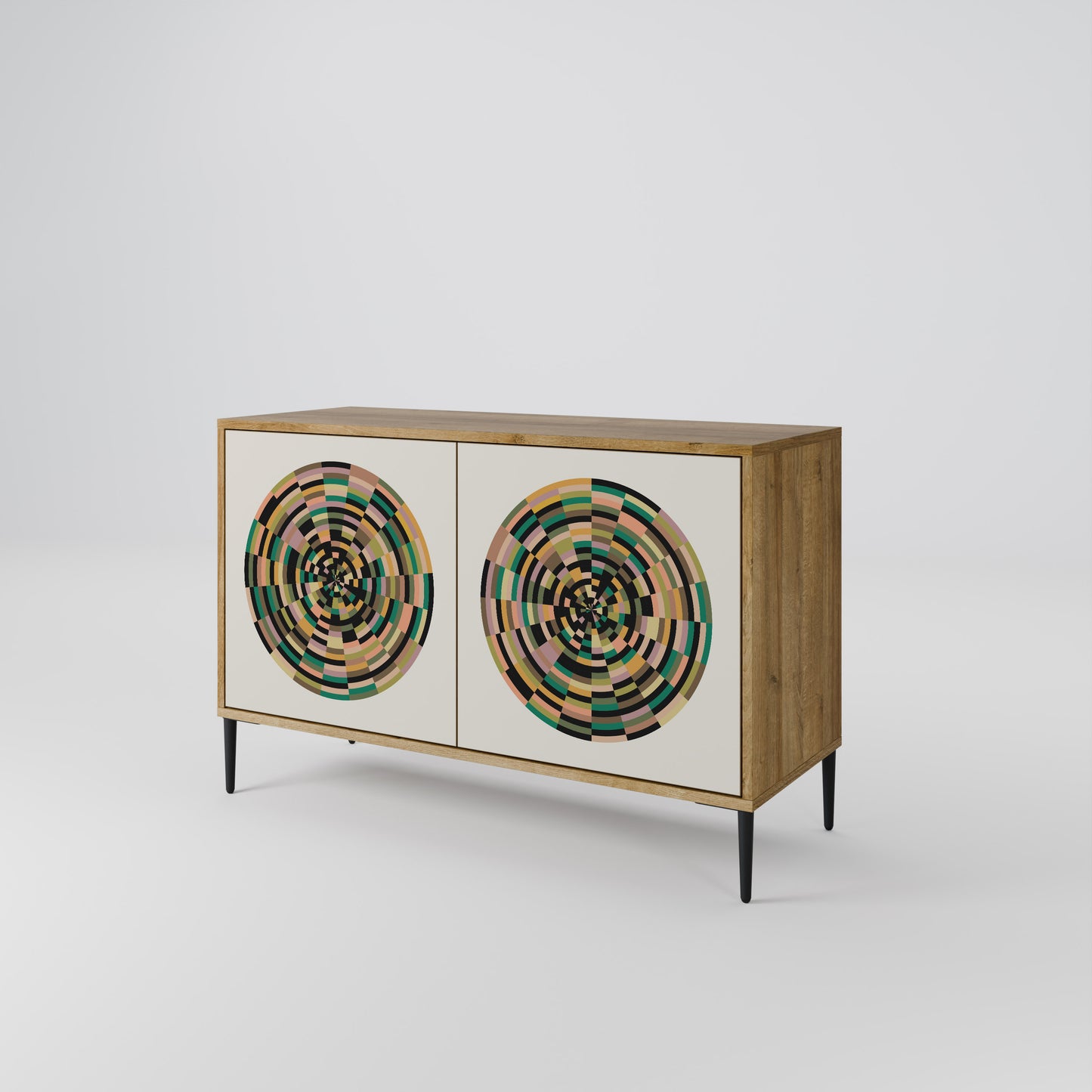 Credenza a 2 ante GREEN CIRCLES effetto rovere