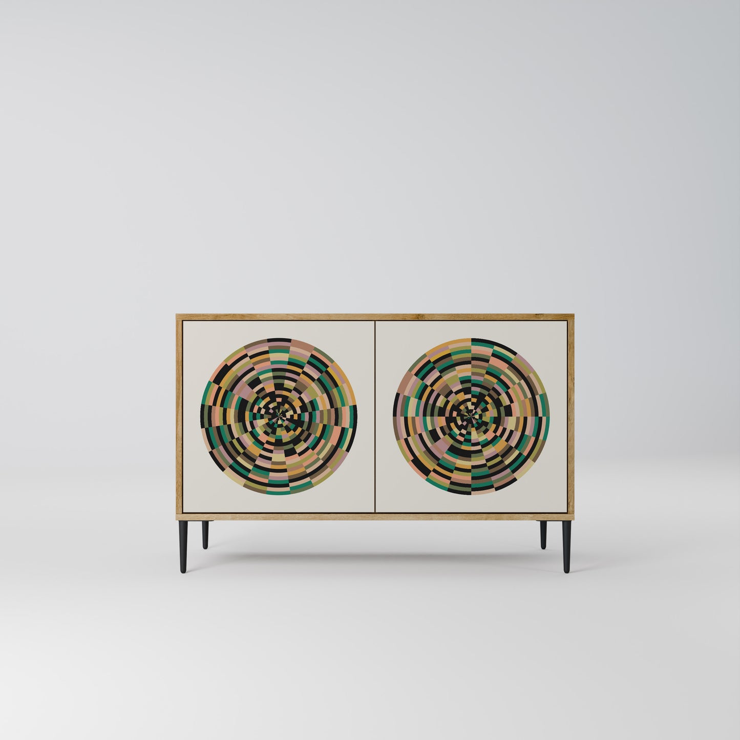 Credenza a 2 ante GREEN CIRCLES effetto rovere